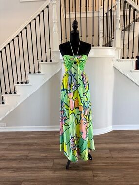 Farm Rio Tropical Strapless Maxi Dress Green Floral NWT Medium Sold Out